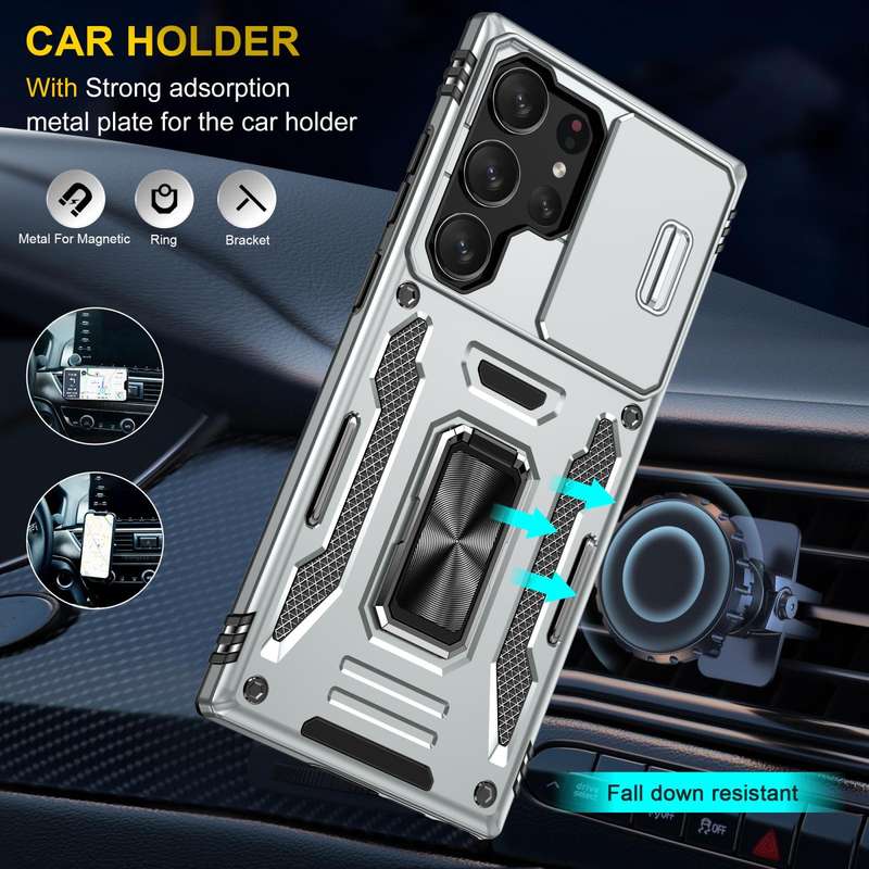 For Samsung Galaxy S24 Ultra 5G Armor PC + TPU Camera Shield Phone Case(Grey)