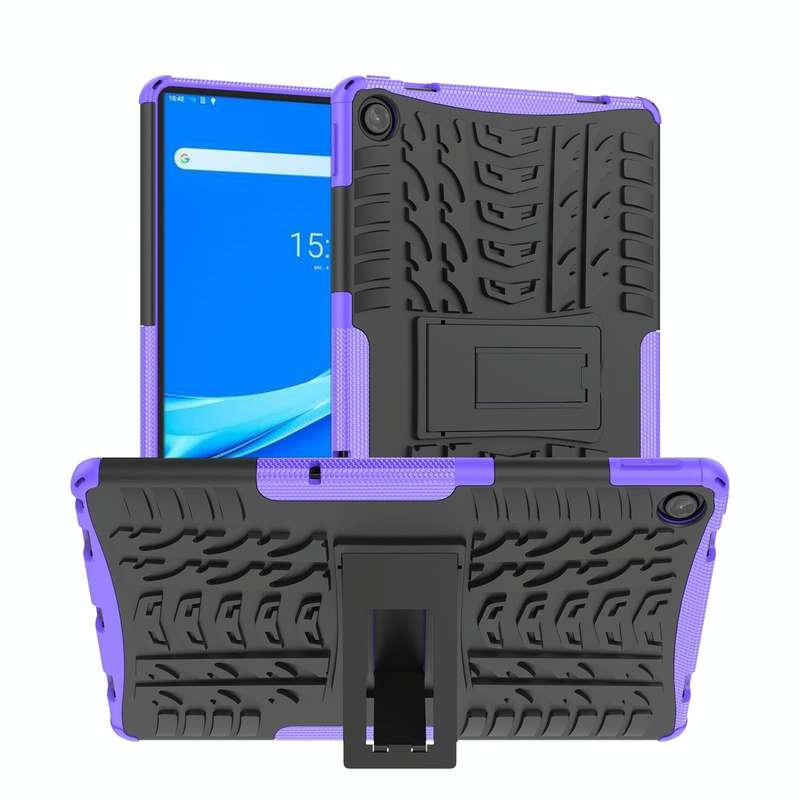 For Lenovo Tab M10 Plus 10.6 3rd Gen 2022 Tire Texture TPU+PC Shockproof Case with Holder(Purple)