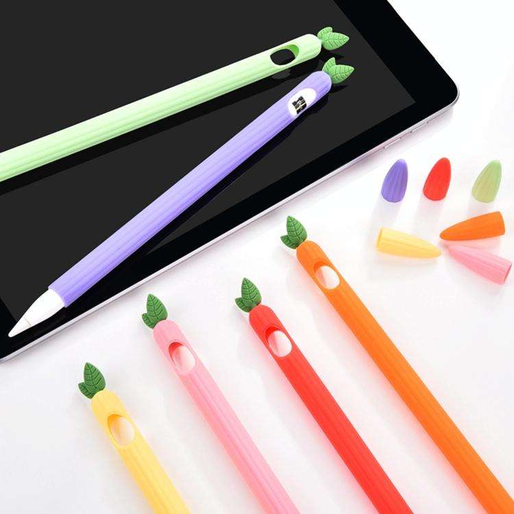For Apple Pencil 1 Contrasting Color Mint Leaf Silicone Non-slip Protective Cover(Purple)