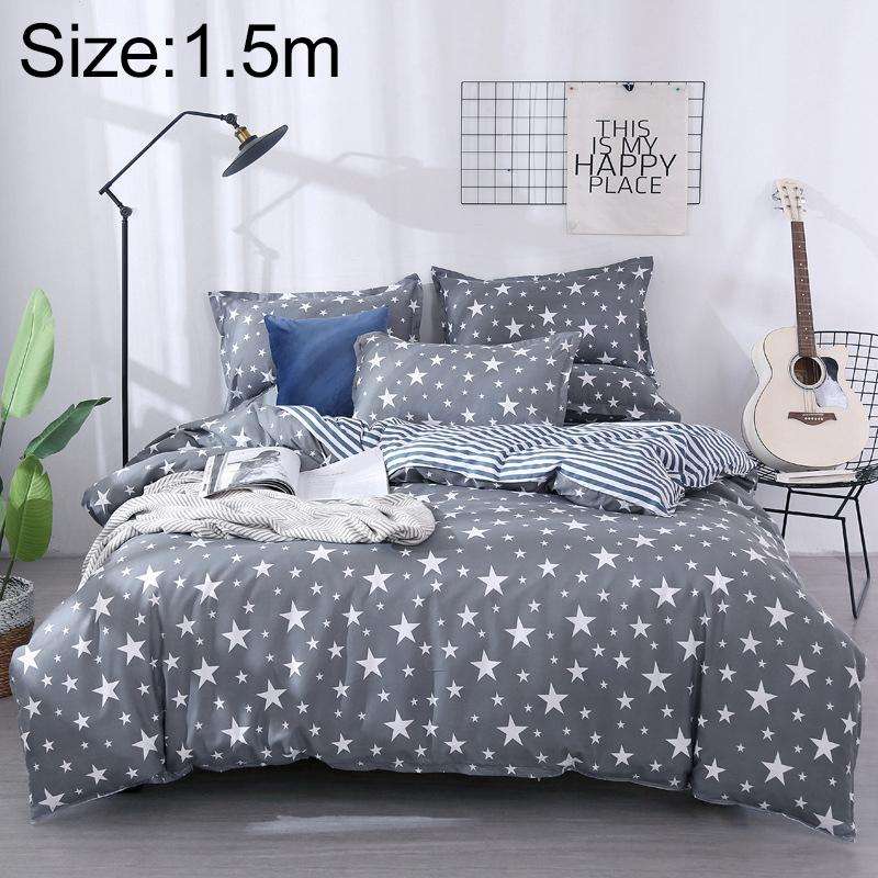 4 PCS/Set Bedding Set Happy Family Pattern Duvet Cover Flat Sheet Pillowcase Set, Size:1.5M(Starry)
