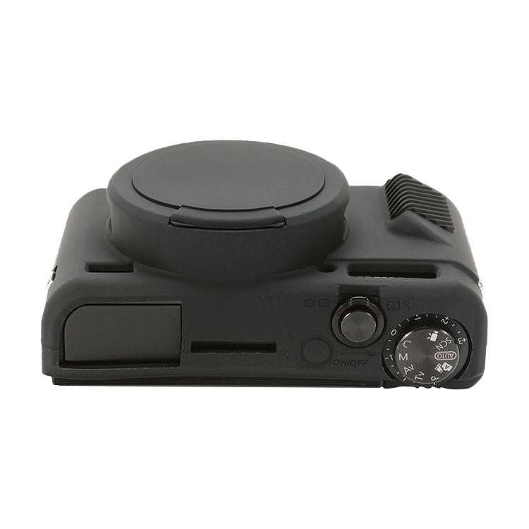 For Canon PowerShot G7 X Mark II / G7X2 Soft Silicone Protective Case with Lens Cover(Black)