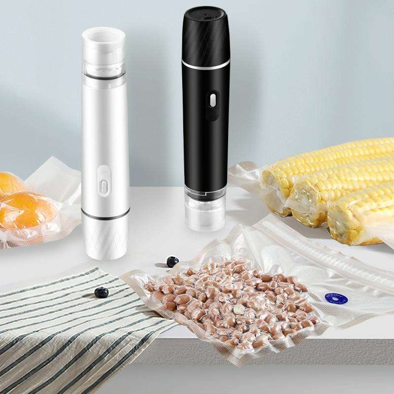 Handheld Vacuum Machine Rechargeable Food Preservation Compression Storage Machine(White)