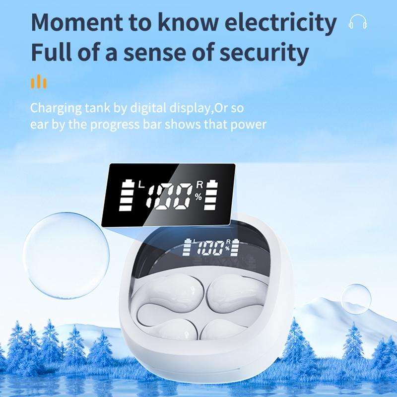 JR01 Transparent Capsule Smart Digital Display Ear-hook Bluetooth Earphones(Black)