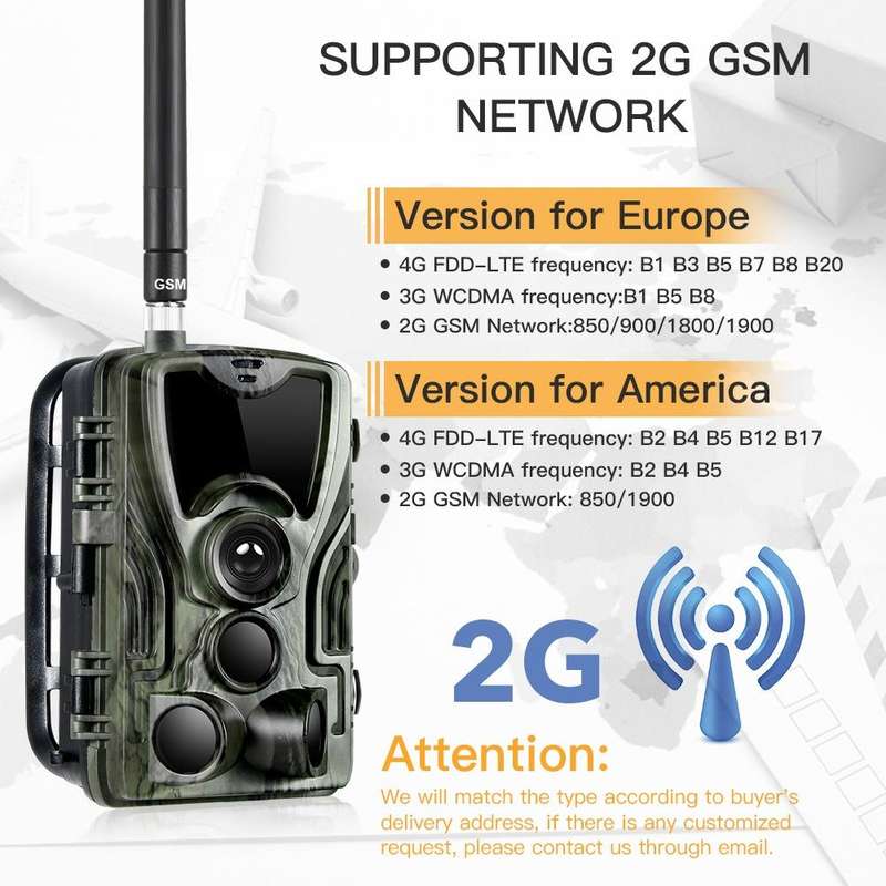 HC801M 2G GSM Waterproof IP66 IR Night Vision Security Hunting Trail Camera, 120 Degree PIR Angle