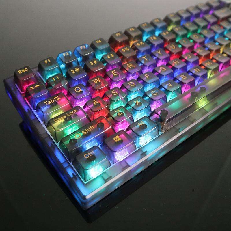 130 Keys MDA Height Mechanical Keyboard Transparent Keycap(Black Transparent)