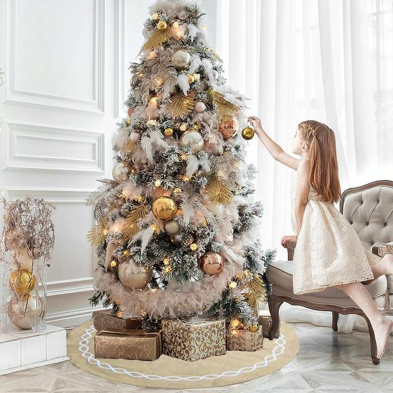 Christmas Decorations Jute Cloth Tree Skirt Tree Bottom Decoration Christmas Tree Apron