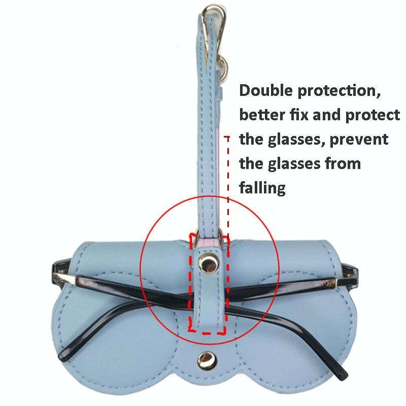 Cute And Funny PU Sunglasses Case Portable Glasses Case With Hanging Buckle, Colour: Shy Black Ey...