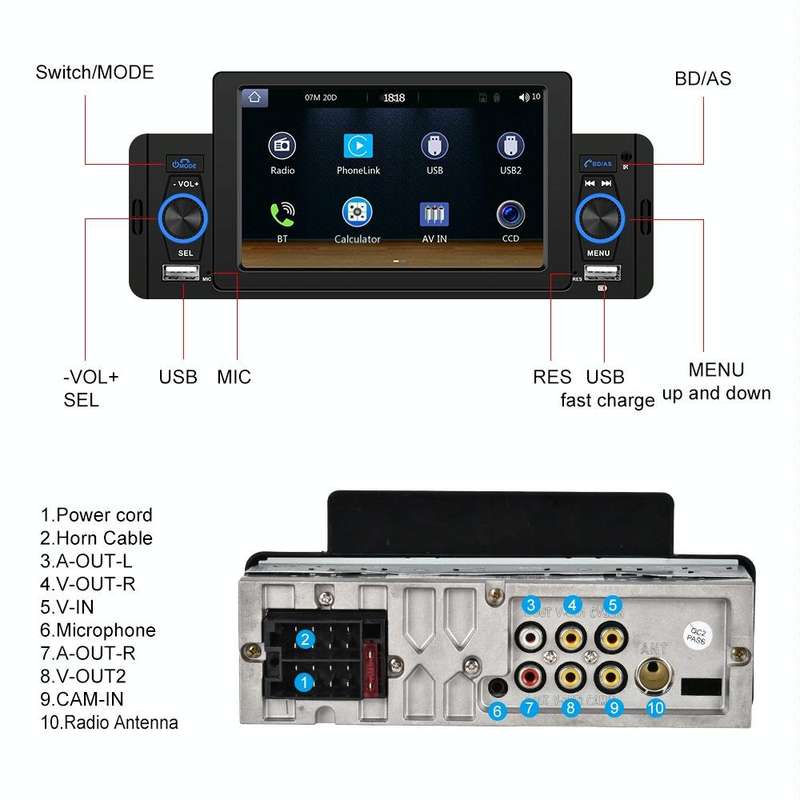A3107 5 inches Car MP5 Wired CarPlay Universal Bluetooth Player With Microphone, Style: Standard+...