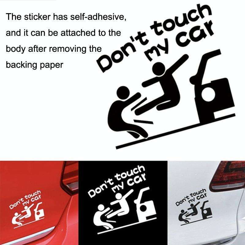 10PCS Reflective Funny Text Do Not Touch My Car Car Sticker(Black)