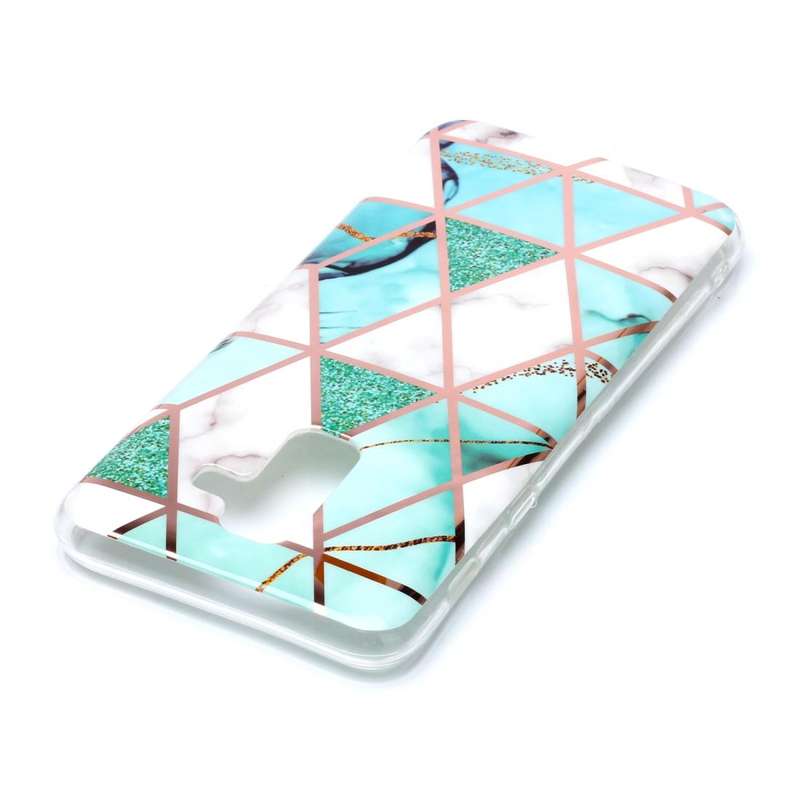 For Galaxy A6+ (2018) Plating Marble Pattern Soft TPU Protective Case(Green White)