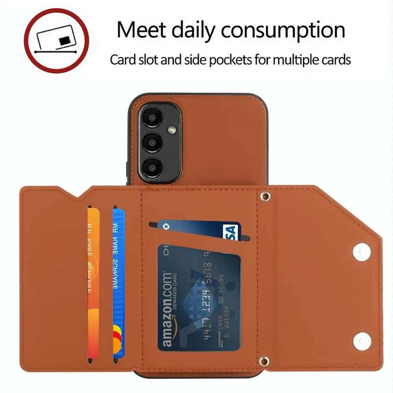 For Samsung Galaxy A34 Skin Feel PU + TPU + PC Card Slots Phone Case(Brown)