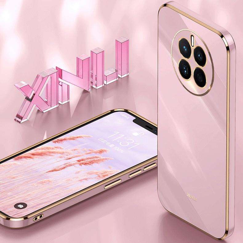 For Huawei nova 10 SE XINLI Straight 6D Plating Gold Edge TPU Shockproof Case(Pink)