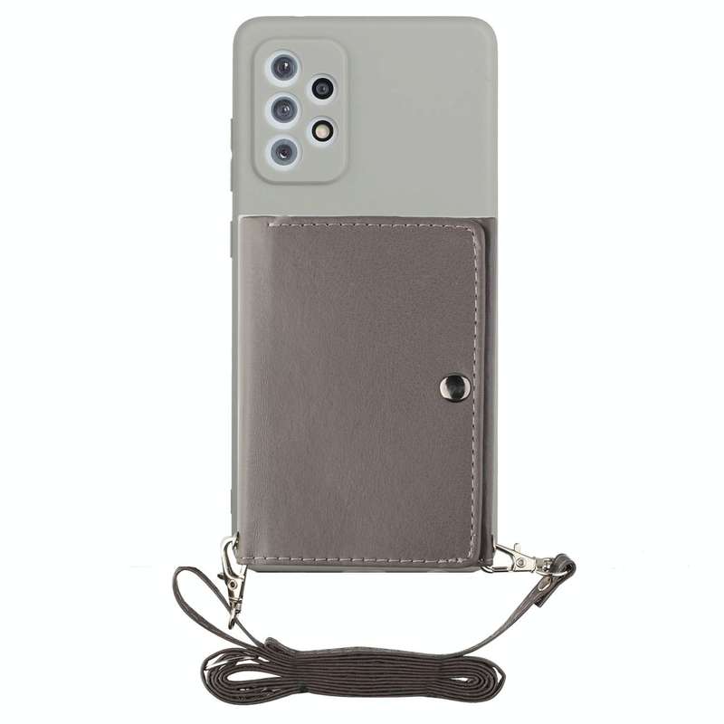 For Samsung Galaxy A33 5G Crossbody Lanyard Wallet Card Bag Phone Case(Grey)
