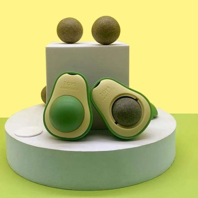 2 PCS Catnip Balls And Avocado Teasing Cat Teeth Cleaning Toy(Gall Fruit)