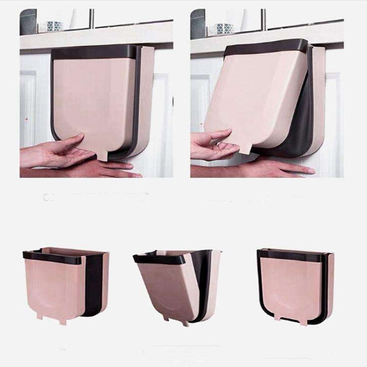 Foldable Hanging Kitchen Trash Can, Size:24x6x21cm(White)