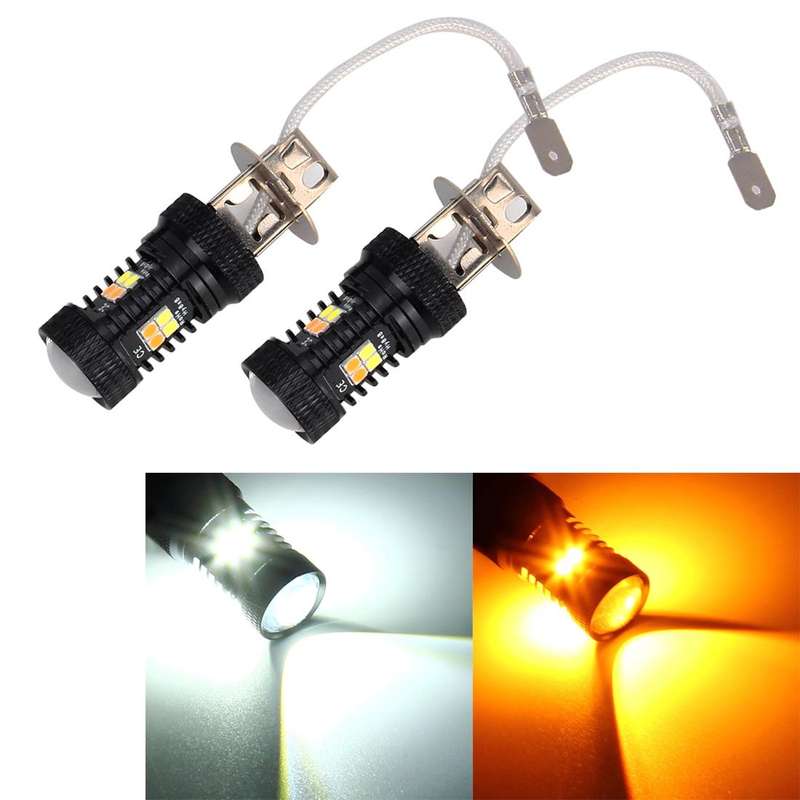2 PCS Super Bright H3 DC 12V 5W 350LM Auto Car Fog Light with 16 SMD-3030 LED Bulbs Lamp, White +...