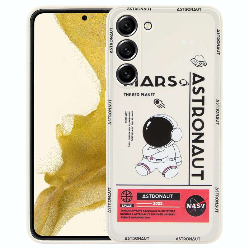 For Samsung Galaxy A32 5G Astronaut Pattern Silicone Straight Edge Phone Case(Mars Astronaut-White)