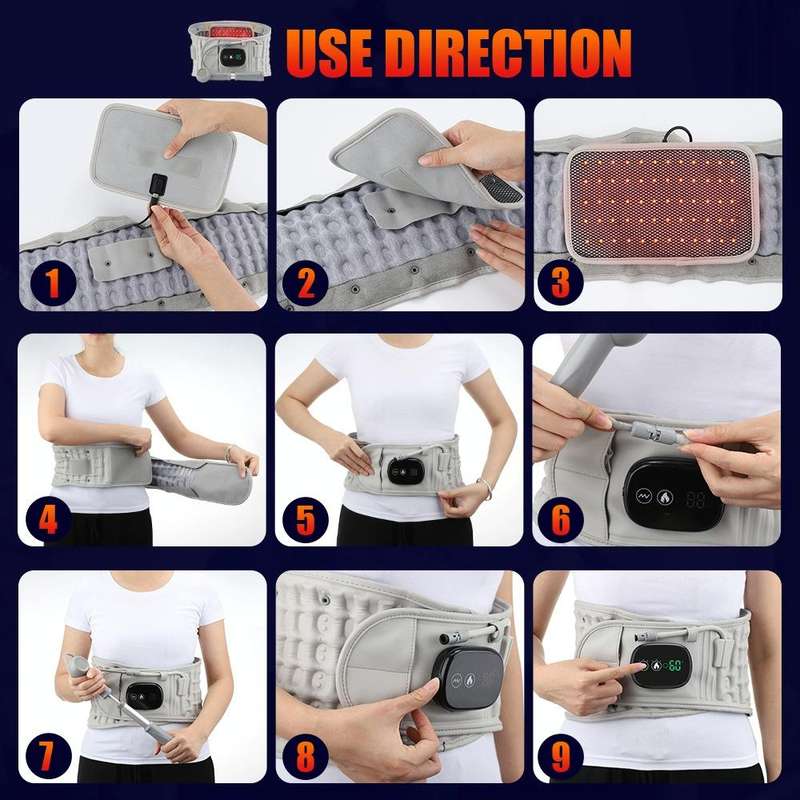 Hailicare Rechargeable Massage Inflatable Belt Warm Electric Heating Belt Without Cloth Bag