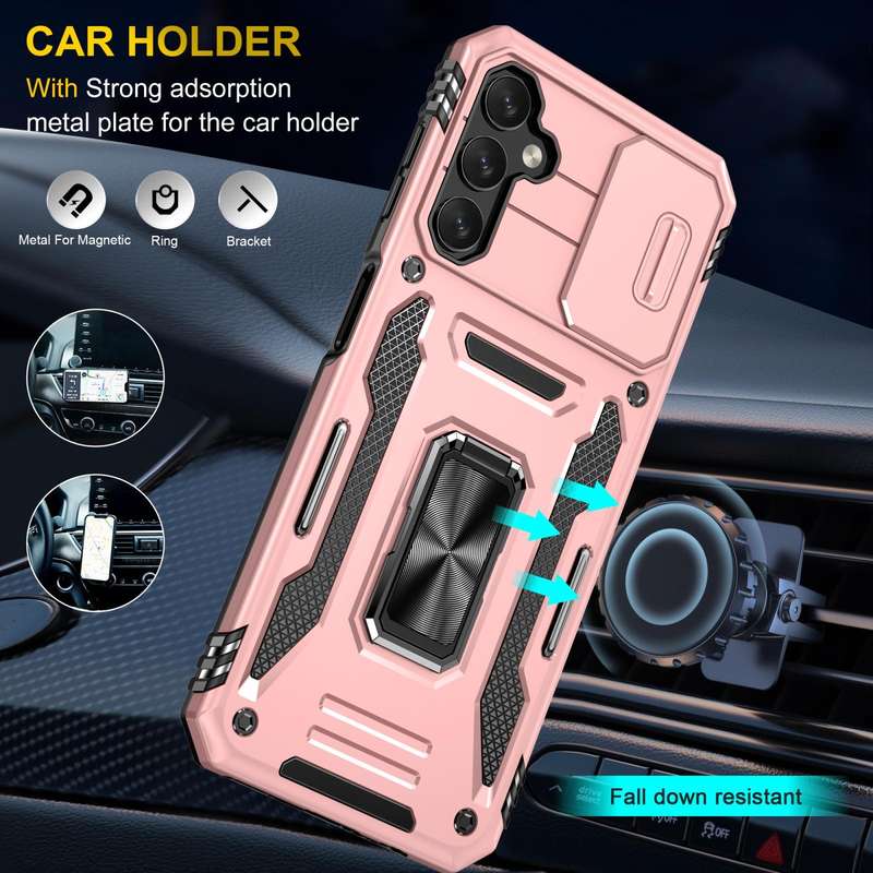 For Samsung Galaxy A05s Armor PC + TPU Camera Shield Phone Case(Rose Gold)