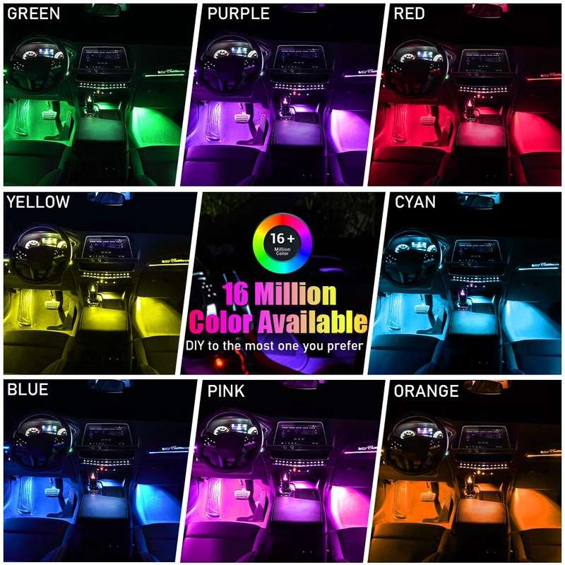 EV21 4 in 1 Bluetooth APP Car Ambient Light Atmosphere Lamp USB Version