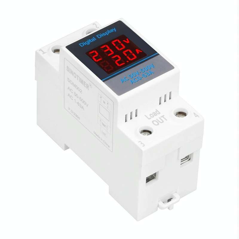 SINOTIMER SDM002 Household DIN Rail Single-Phase AC Dual Display Voltage And Current Meter(100A E...
