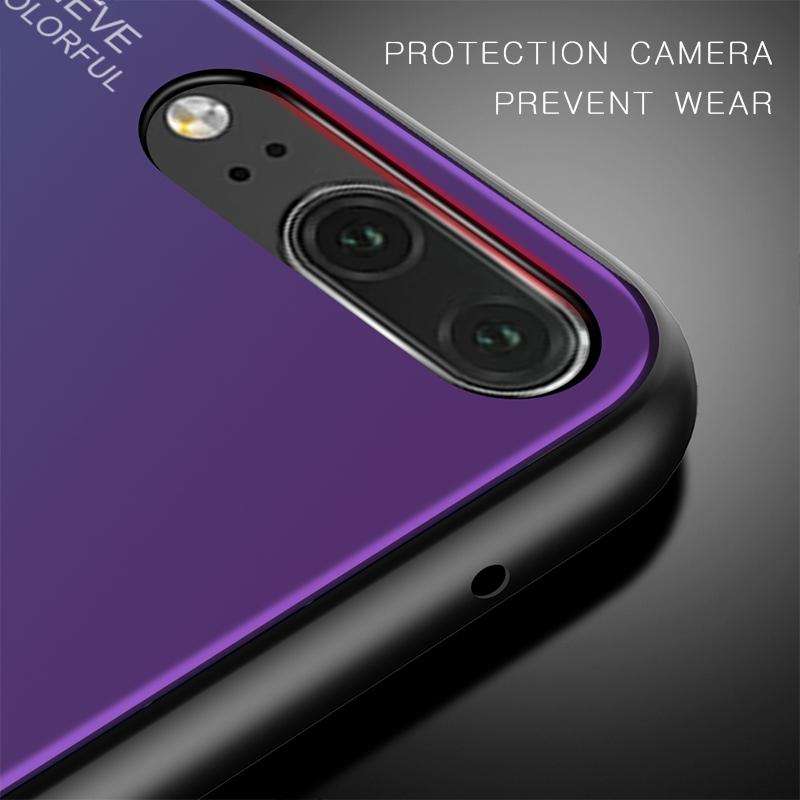 For Huawei P20 Gradient Color Glass Case(Blue)