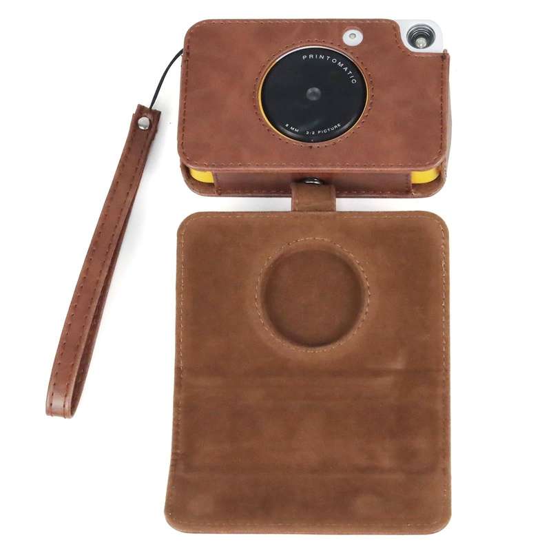 For Kodak PRINTOMATIC Full Body Camera PU Leather Case Bag with Strap (Brown)