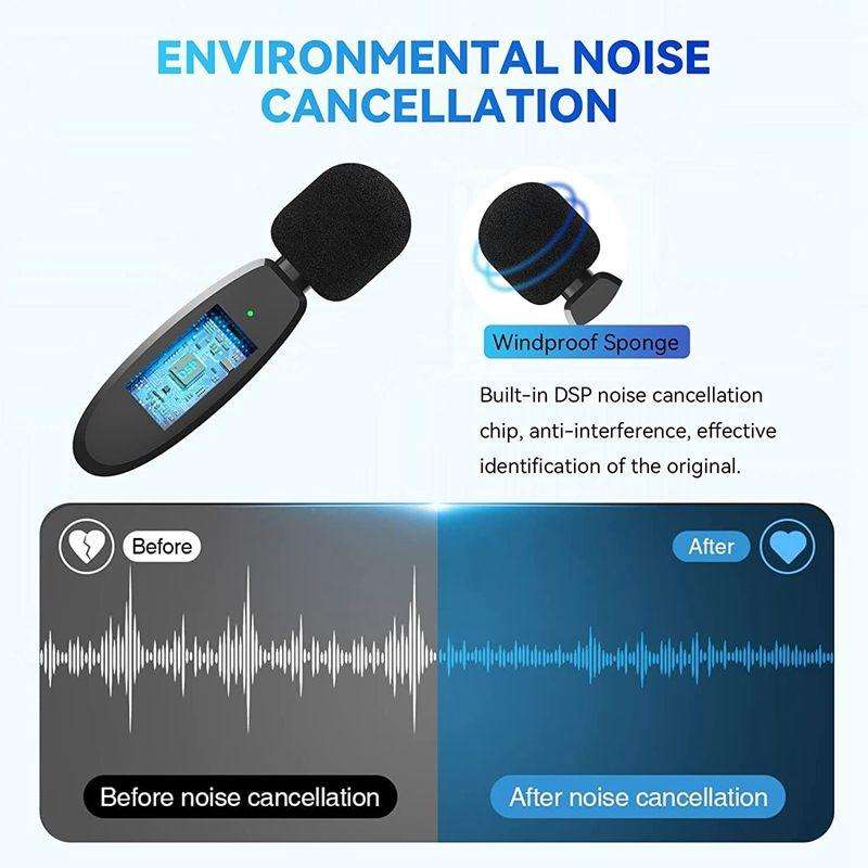 One by Two 3 in 1 Mini Wireless Lavalier Microphones for iPhone / Android / Camera with Noise Red...