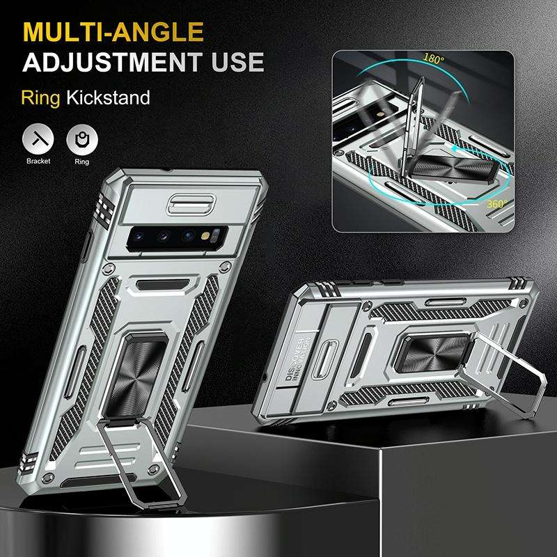 For Samsung Galaxy S10 Armor PC + TPU Camera Shield Phone Case(Grey)