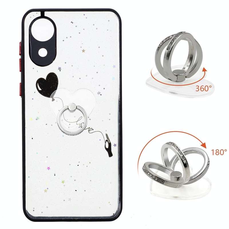 For Samsung Galaxy A03 Core Starry Sky Epoxy TPU Phone Case with Ring Holder(Heart)
