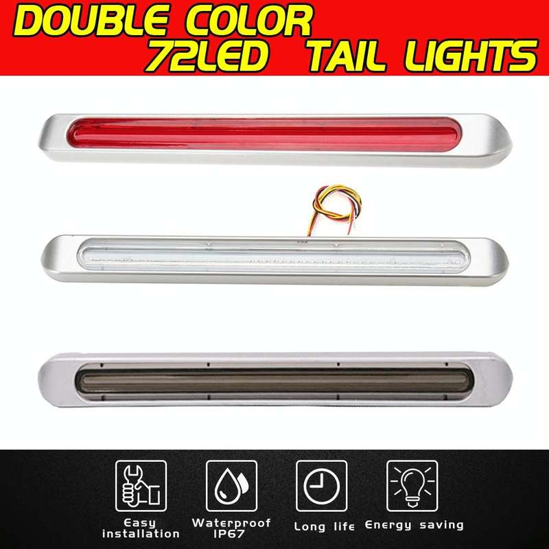 2 PCS 72LEDs Two-color Brake Turn Tail Light(Red Shell Red Light + Flowing Yellow Light)