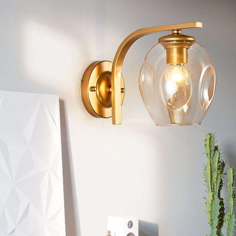 5W Warm Light Simple Bedroom Study Bedside Lamp LED Wall Lamp Creative Corridor Wall Lamp(2033 Gold)