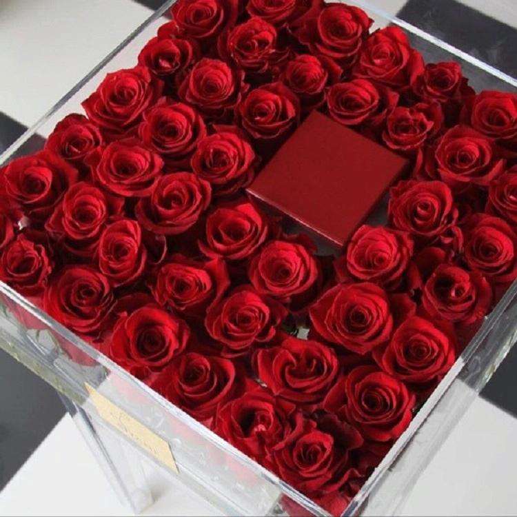 Square Transparent Acrylic Gift Box Flower Box, Specification: 36 Holes