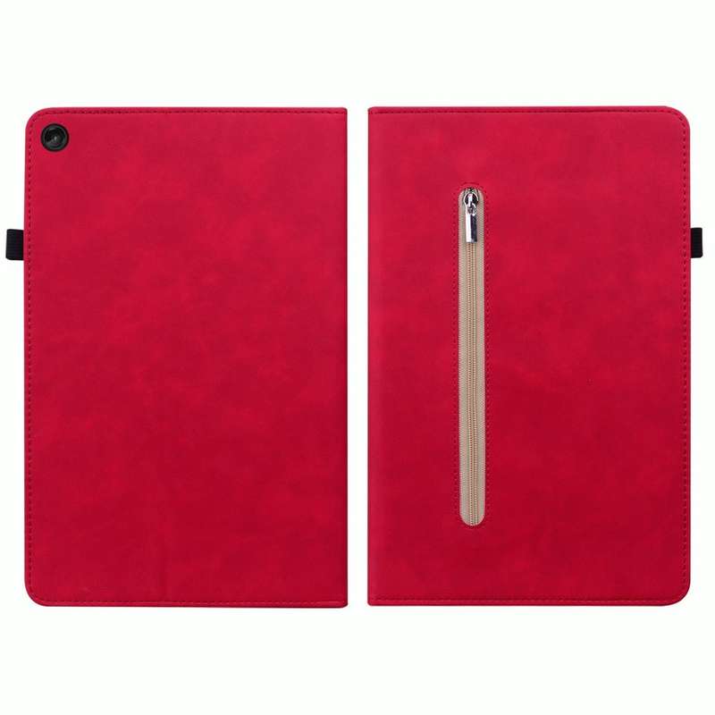 For Lenovo Tab M10 Plus 10.6 3rd Gen 2022 Skin Feel Solid Color Zipper Leather Tablet Case(Red)