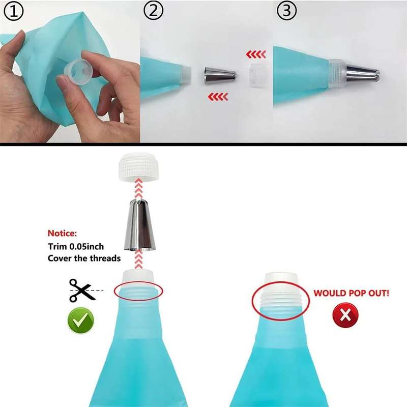 15 In 1 Silicone Icing Piping Cream Pastry Bag Stainless Steel Cake Nozzle Set(Blue)