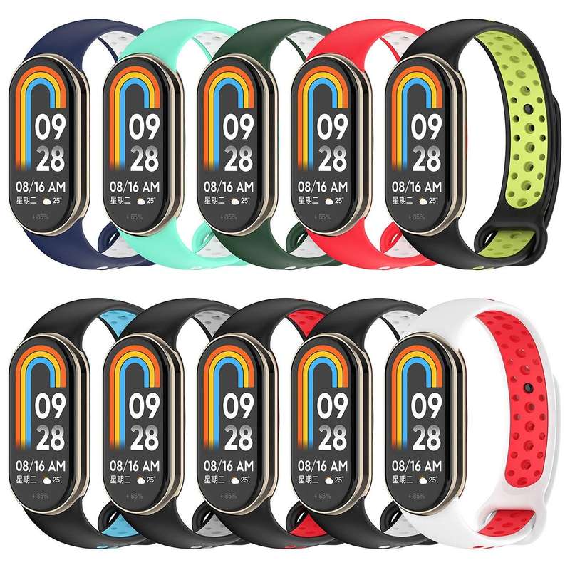 For Xiaomi Mi Band 8 Two Color Nail Buckle Silicone Watch Band(Midnight Blue White)