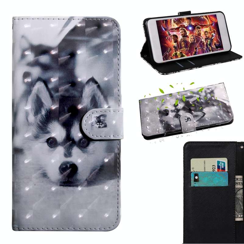 For Samsung Galaxy A13 4G 3D Painting Pattern Coloured Drawing Leather Phone Case(Husky)