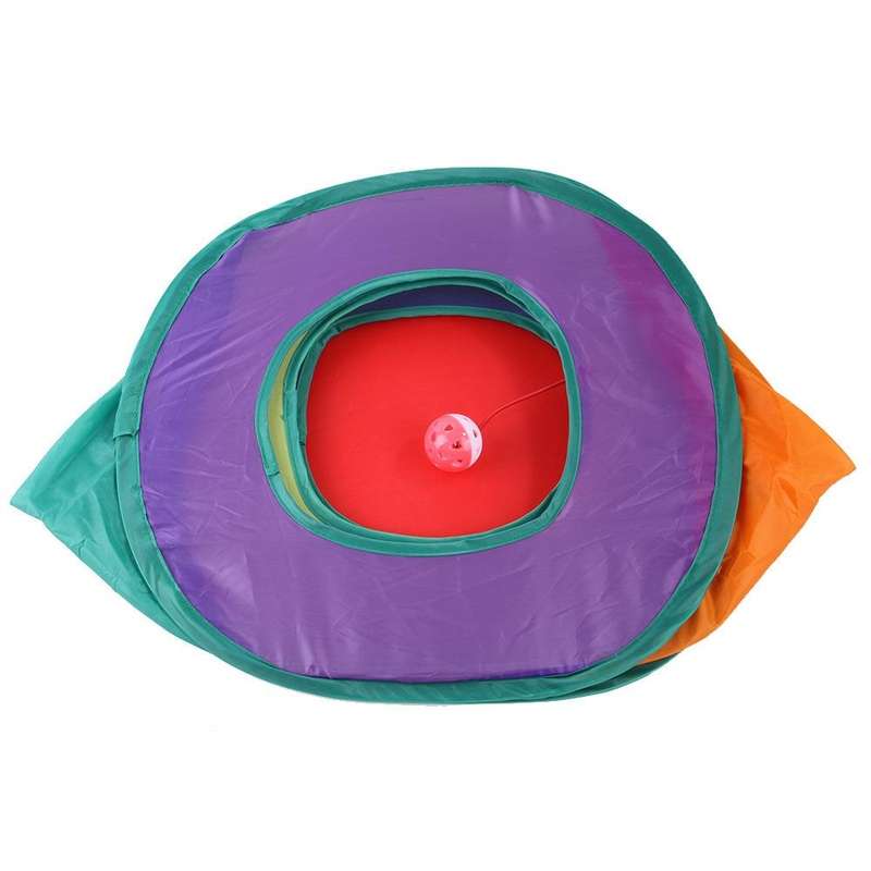 B18210 Square Cat Tunnel Can Storage Folding Cat Channel(Rainbow)