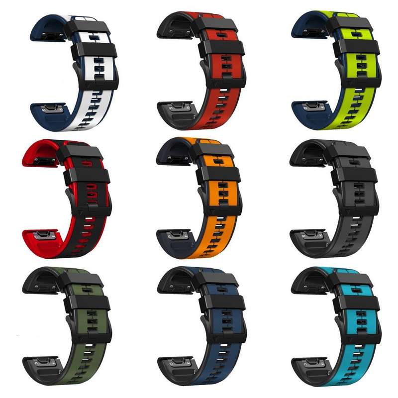 For Garmin Fenix 6 22mm Silicone Sports Two-Color Watch Band(Lime + Black)