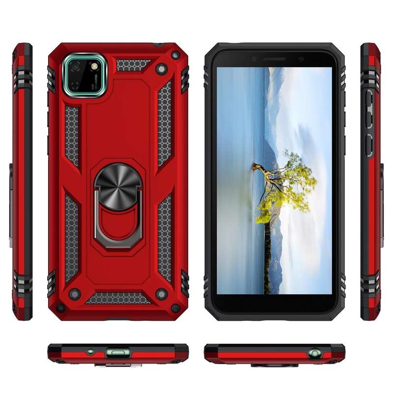 For Huawei Y5p Shockproof TPU + PC Protective Case with 360 Degree Rotating Holder(Black)