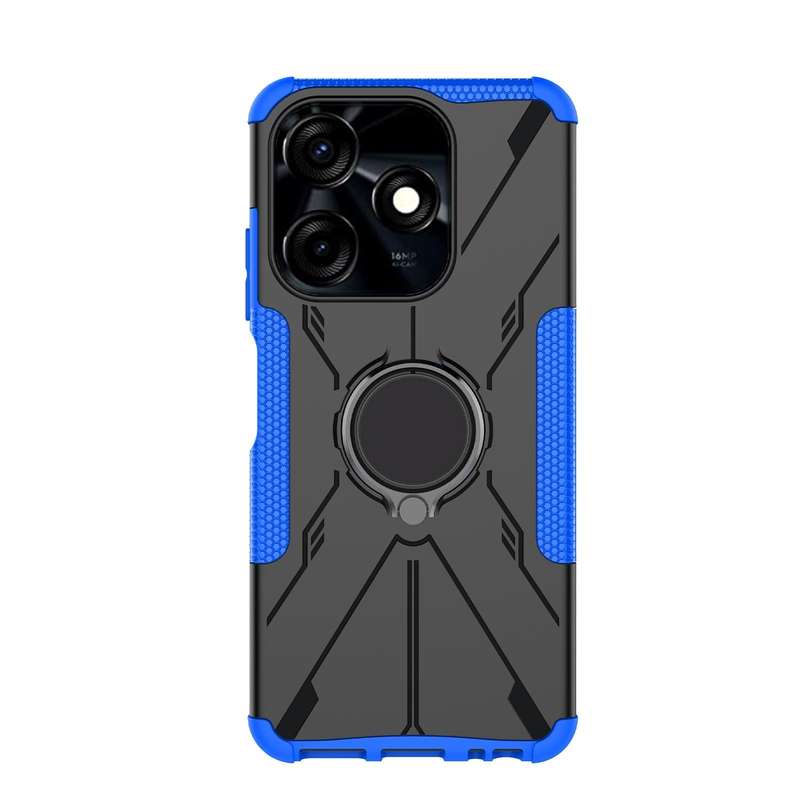 For Tecno Spark 10C Armor Bear Shockproof PC + TPU Phone Case with Ring(Blue)