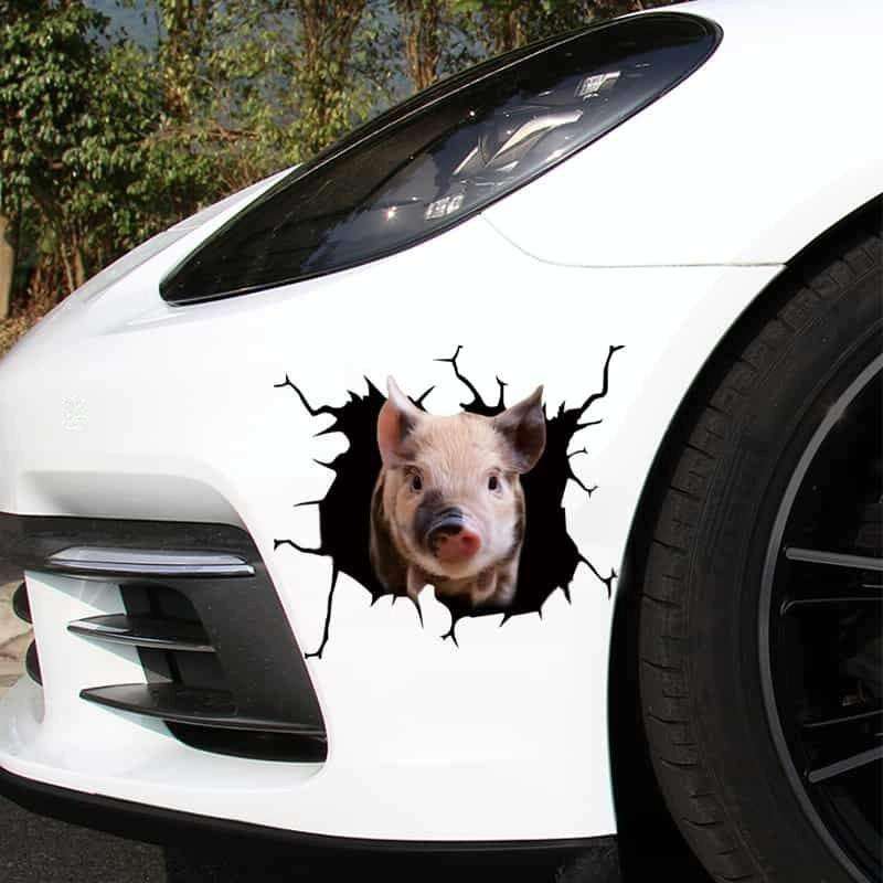 6 PCS Animal Wall Stickers Pig Hoisting Car Window Static Stickers(Pig 05)