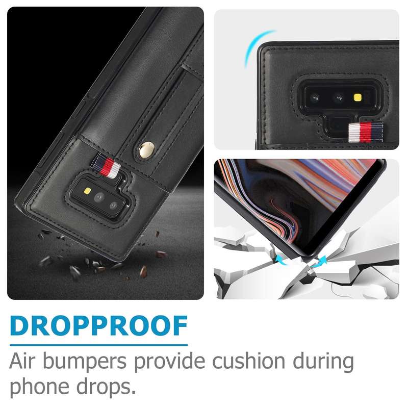 For Samsung Galaxy Note9 Wristband Kickstand Wallet Leather Phone Case(Black)