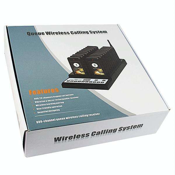 QC100 999 Channel Restaurant Wireless Paging Queuing Calling System with 20 Call Coaster Pagers, ...