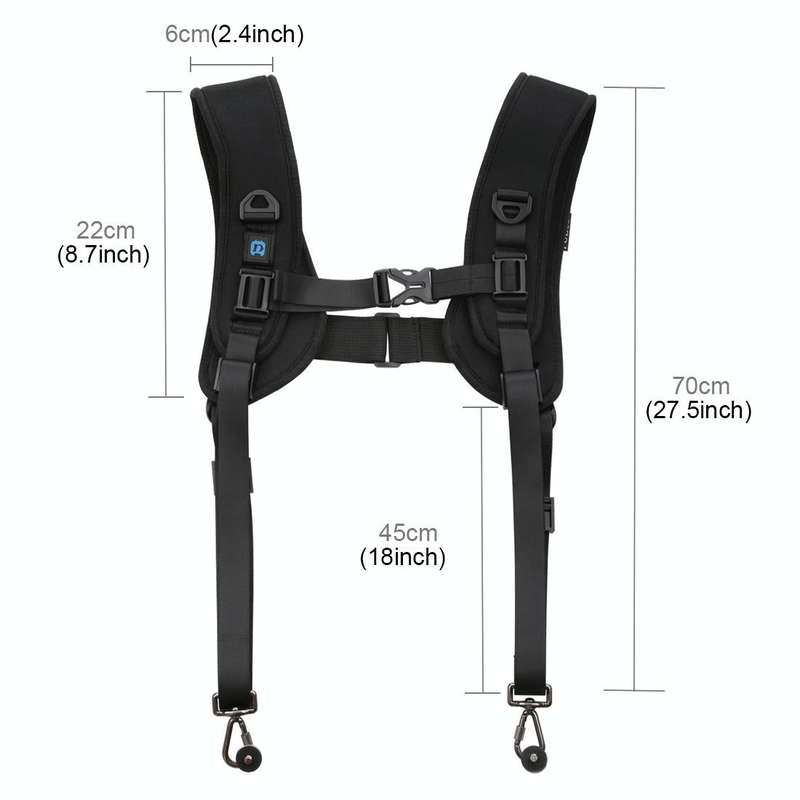 PULUZ Quick Release Double Shoulder Harness Soft Pad Decompression Foam Strap Belt for DSLR Digit...