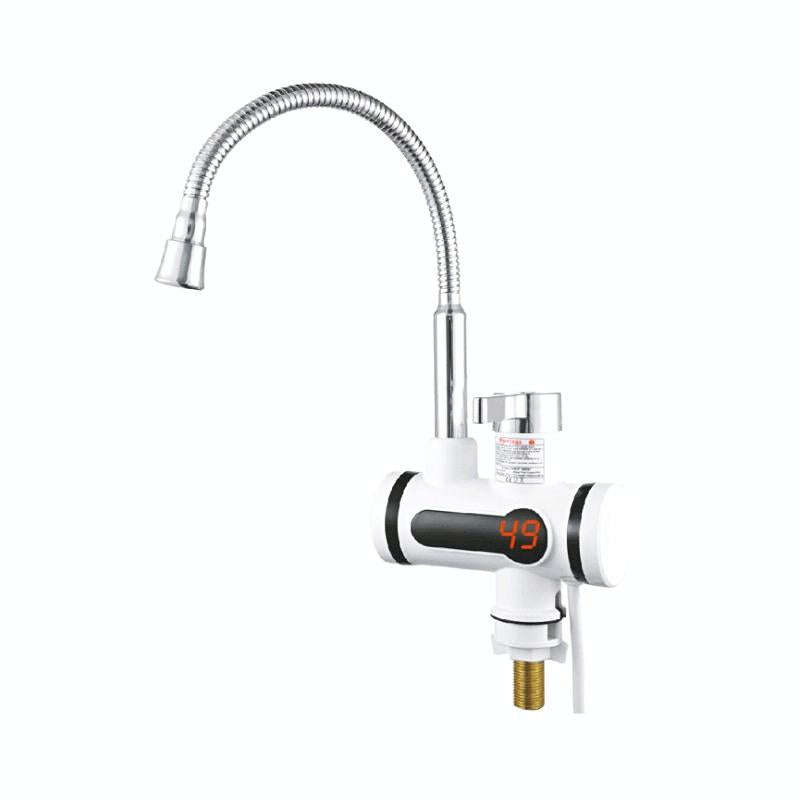 Kitchen Hot and Cold Dual-use Instant Faucets EU Plug, Style: Round Screen Type