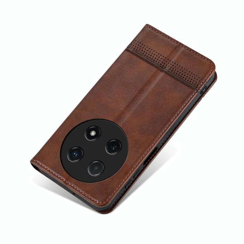For Huawei Enjoy 70 Pro/nova 12i AZNS Magnetic Calf Texture Flip Leather Phone Case(Dark Brown)