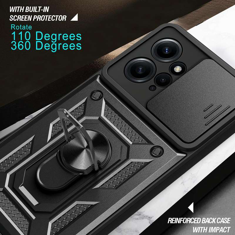 For Xiaomi Redmi Note 12 4G Global Sliding Camera Cover Design Phone Case(Black)