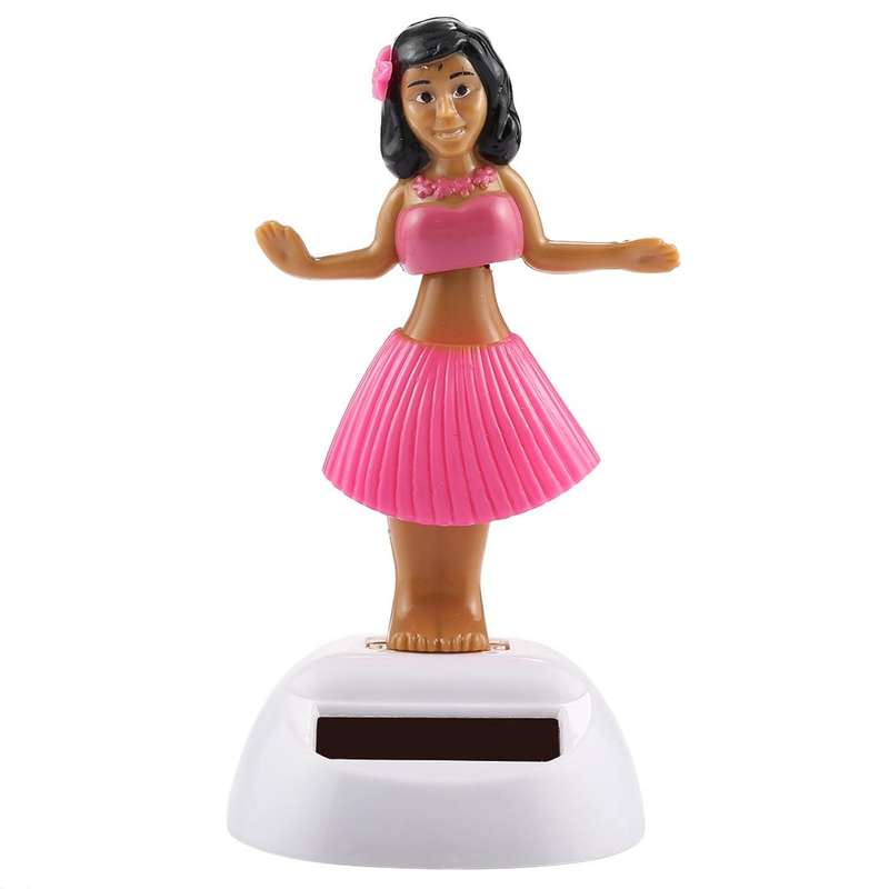 Solar Powered Bobble Head Dancing Toy Car Decoration Ornament Cute Hula Princess(Pink)
