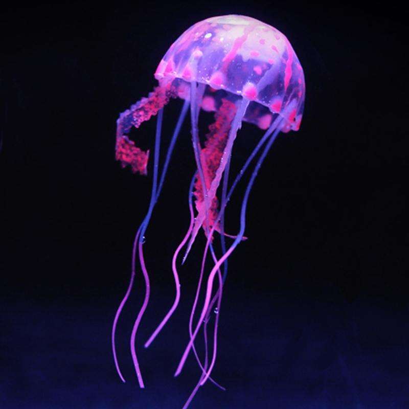 3 PCS Aquarium Articles Decoration Silicone Simulation Fluorescent Sucker Jellyfish, Size: 10*23c...